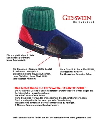 Die typische Giesswein Laufsohle - einzigartig in der Qualit&auml;t!