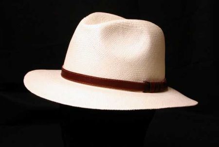 Strohhut Panama mit Lederband -  Panama Strohhut f�r Herren, orignal handmade direkt aus Ecuador. Seine sch�ne naturbelassene Farbe mit dem...