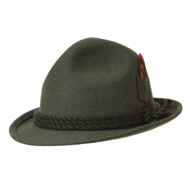 Tyrolean hat in wool felt with side pocket for feathers by HUTTER