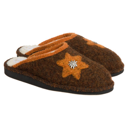 Schl�pfer in gewalkter Wolle mit Sternapplikation -  Exklusives Modell von Hutst�bele! Das Oberteil ist aus reiner, gewalkter Wolle - die Sohle aus...