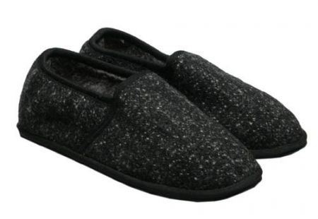 Pantoffeln in gewalkter Wolle mit Lammfell