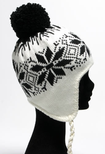 Peruvianische Strickm�tze -  Weiche und angenehme M�tze in peruanischen Stil mit Pommel, Ohrenklappen und Fleecefutter. H�lt optimal warm...