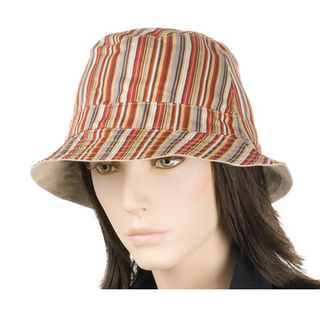 Summer hat striped in bright colours - reversible wearable