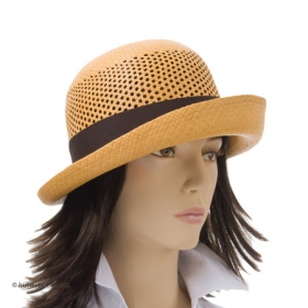 Unique lightly woman�s hat out of Panama with hole pattern and classic band - 