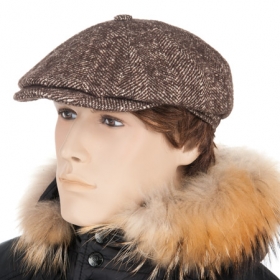 Herrenm�tze Ballonm�tze Baker boy cap by Stetson mit Fischgr�tmuster - Ein hochwertiges Wollgemisch mit 69 Prozent nat�rlicher Wolle ist das Ausgangsmaterial f�r dieses Ba...