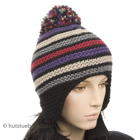 Lustige Strickm�tze im Lappland-Style mit Bommel