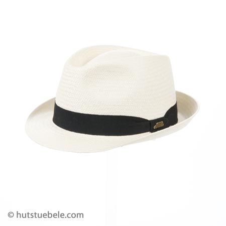 Elegant trilby out of panama-straw with classic corded ribbon