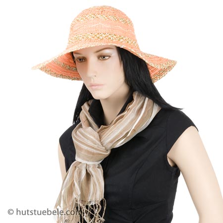 Striped summer scarf with fringes in different colours