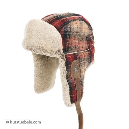 warming Pilot cap with feeding in rabbit fur