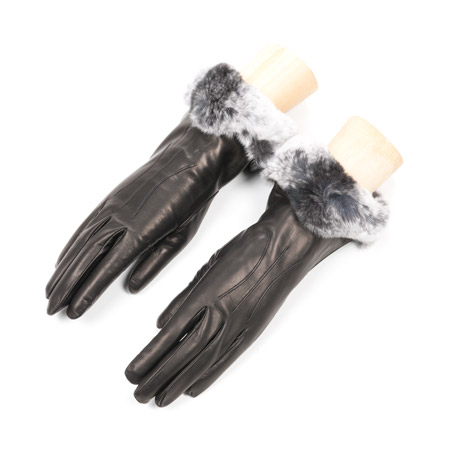 Exclusive ladies leather gloves with fur