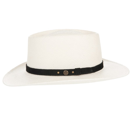 Panama hat with a sporty leather belt