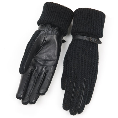 elegant glove in wool & leather