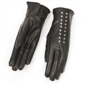 Nappaleder Handschuh mit optischen Highlights f�r Damen - Die hohe Eleganz dieser Handschuhe f�r Damen resultiert aus der schmalen Form, dem feinen Nappaleder...