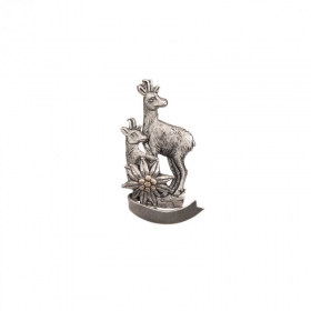 Anstecknadel f�r H�te und M�ntel mit Gamsbock und Edelweiss - 