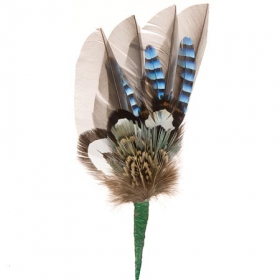 Beautiful feather arrangement without case - 11 cm high - 