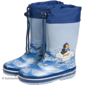 Buben Regenstiefel Zinna by Giesswein mit Kordelverschluss und Pinguinmotiv - F�r Buben kann es ab sofort nicht mehr nass genug sein. Mit den Gummistiefeln f�r Buben mit Warmfutt...