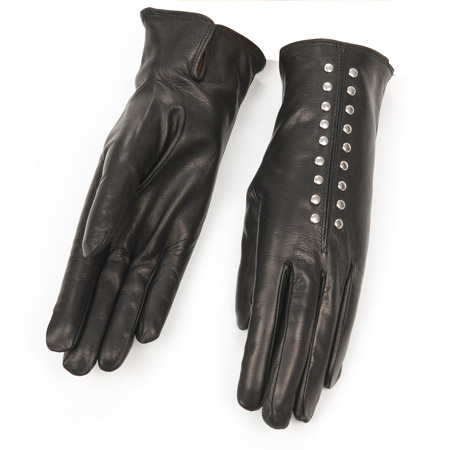 Nappaleder Handschuh mit optischen Highlights f�r Damen