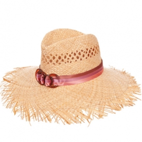 Damenhut aus Stroh by �mati mit breiter Krempe - Aus 100 % Naturstroh ist dieser modische Hut gefertigt. Der Hutk�rper wurde durch ein Lochmuster auf...