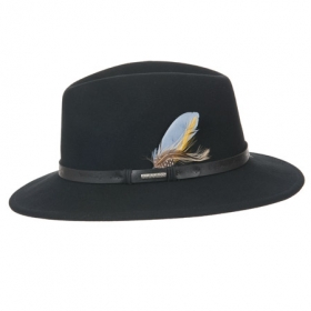 Filzhut f�r Damen by Stetson H�te mit Lederband Garnitur und Federschmuck - Dieser Filzhut von Stetson f�llt besonders wegen der wirkungsvollen Garnitur auf. Damit gelingt der ...