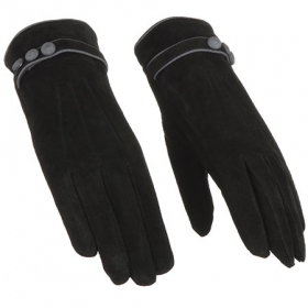 Fingerhandschuhe f�r Damen in Rauhlederoptik mit Kn�pfen am Bund - Sehr elegant und �u�erst praktisch sind diese Handschuhe f�r Damen. Die Rauhlederoptik und das Desig...