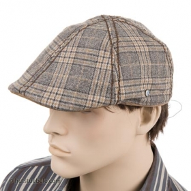 Flache M�tzen Flatcap by Stetson f�r Herren mit Karomuster und Kontraststreifen - Die angesagte Karo Optik in der freundlichen Farbigkeit pr�gt den Auftritt dieser Flat Cap von STETS...