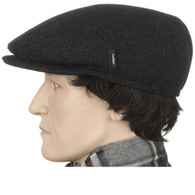 Flat cap with integrated earflaps in top wool quality by WIGENS - 