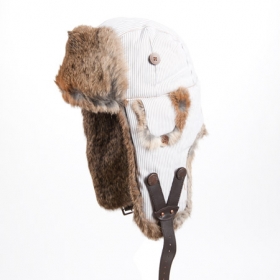 Fliegerm�tze by Mad Bomber gestreifte M�tze mit echtem Lapin Futter - 