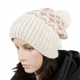 Gemusterte Strickm�tze mit Bommel - Bei Damen und Herren gleicherma�en beliebt ist diese attraktiv gemusterte Strickm�tze mit der lustig...