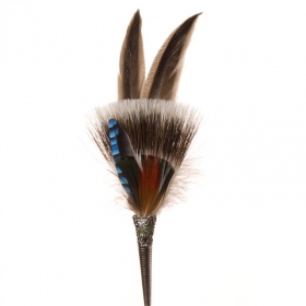Hat accessories with imitated badger hair, duck -, jay- and pheasant feathers - 