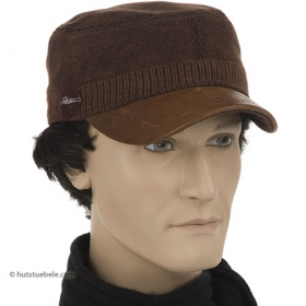 Herrenm�tze Schildm�tze Basecapby Stetson im Army Look mit Lederschild - Stetson pr�sentiert mit diesem Modell ein wirklich besonderes Base Cap. In der gestrickten Ausf�hrun...