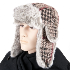 Herrenm�tzen Fliegerm�tze by Wig�ns mit Webpelz und Ohrenklappen - Absolut trendy und warm zeigt sich diese Fliegerm�tze aus w�rmender Wolle von WIGENS. Das topaktuell...