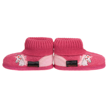 Milled wool slippers for children with application and antislip sole by GIESSWEIN