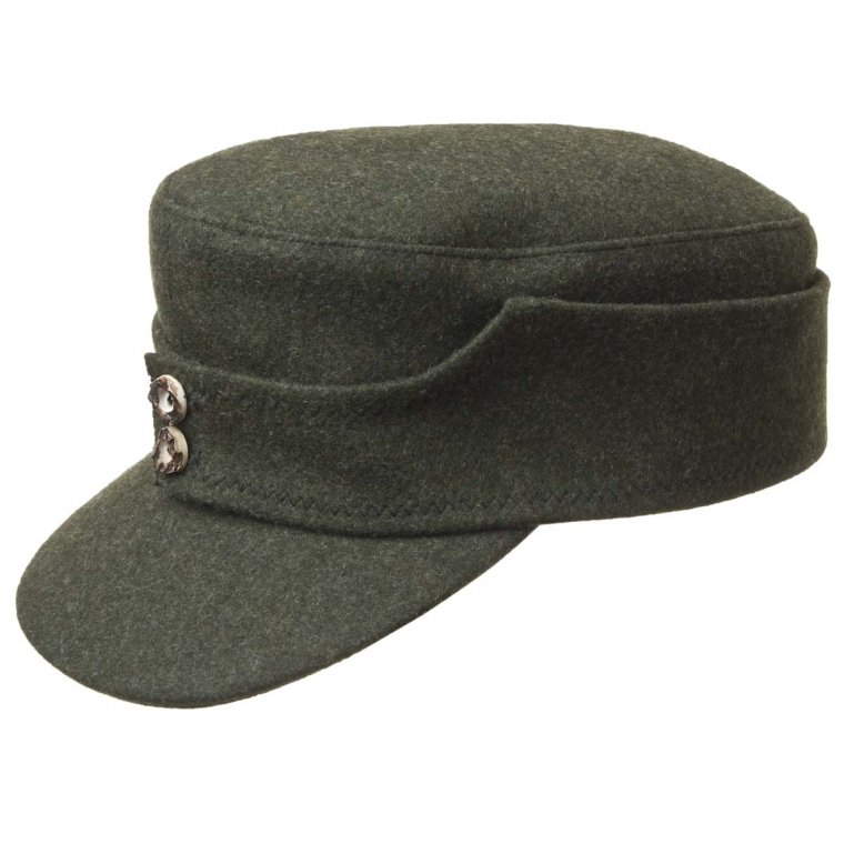 Hunting cap in loden with orginal staghorn buttons