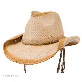 Hut aus Stroh Cowboyhut by Hutter mit aufgebogener Krempe und Lederband - Hutter wei�, wie gute H�te aussehen. Auch dieser Strohhut im Westernlook ist ein Beweis daf�r. Die a...