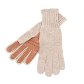 Knitted glove with leather insert - 