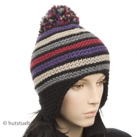Lustige Strickm�tze im Lappland-Style mit Bommel - 