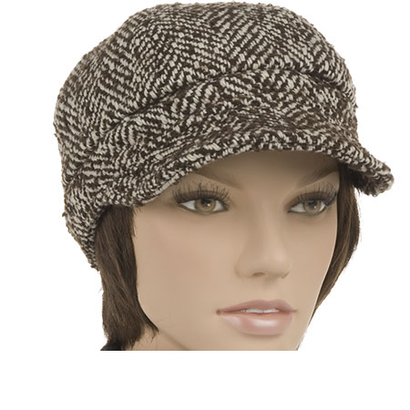 M�tze aus Tweed mit kleinem Schild