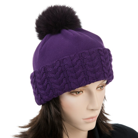 Fleecem�tze Winterm�tzen by Hutter Damenm�tzen mit Strickumschlag und Fellbommel