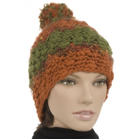 Multicoloured cap with pompom - A playful and colourful addition to your outfit Warm and designed with natural colours, a nice appea...