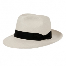 Panama hat with black ribbon - 