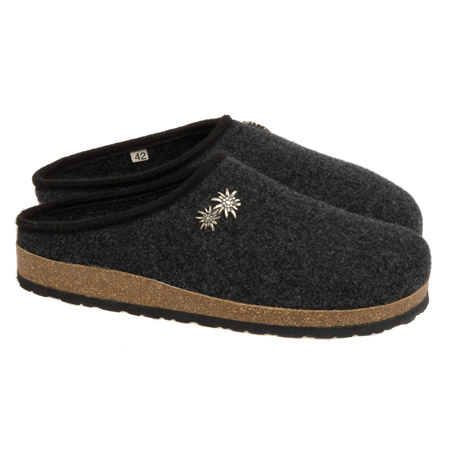 Slippers for men with double edelweiss alpine flower