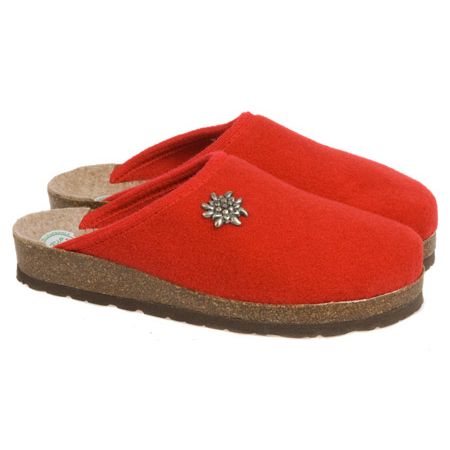 Slippers for women with attractive edelweiss alpine flower ornament