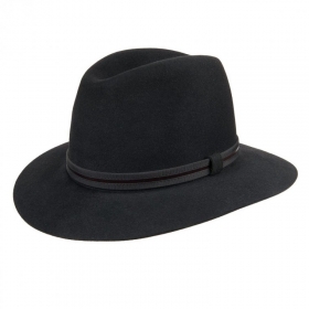 Sporty hat with leather band by HUTTER - A original hat hand made by Hutter. A hat for all occasions in nice hair felt with very special leat...