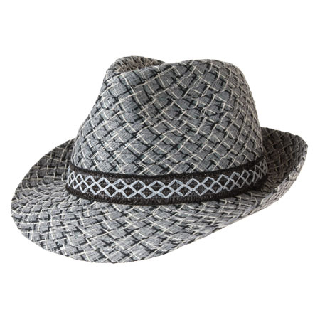 Straw hat trilby with great pattern