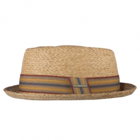 Strohhut Raffiahut Twin Pork Pie by Stetson H�te mit aufgebogener Krempe - Die knappe, hochgebogene Krempe macht den runden Strohhut von Stetson zu einem �beraus individuell w...