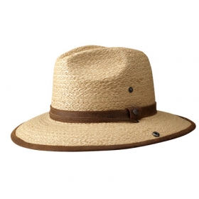 Strohhut Tombsriver Raffia by Stetson Outdoorhut mit Leder und Kinnband  - Absolut nat�rlich wirkt dieser Strohhut von Stetson in der Kombination von reinem Naturstroh mit fes...