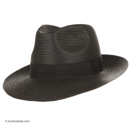 Black elegant straw hat with classic band set