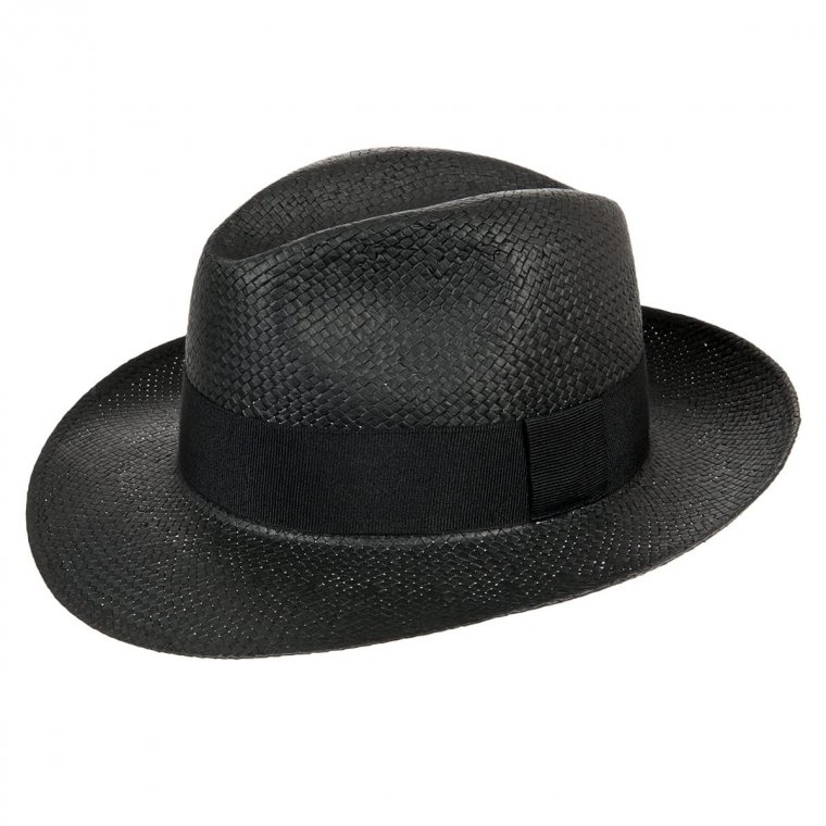 Classical straw hat with black band by HUTTER