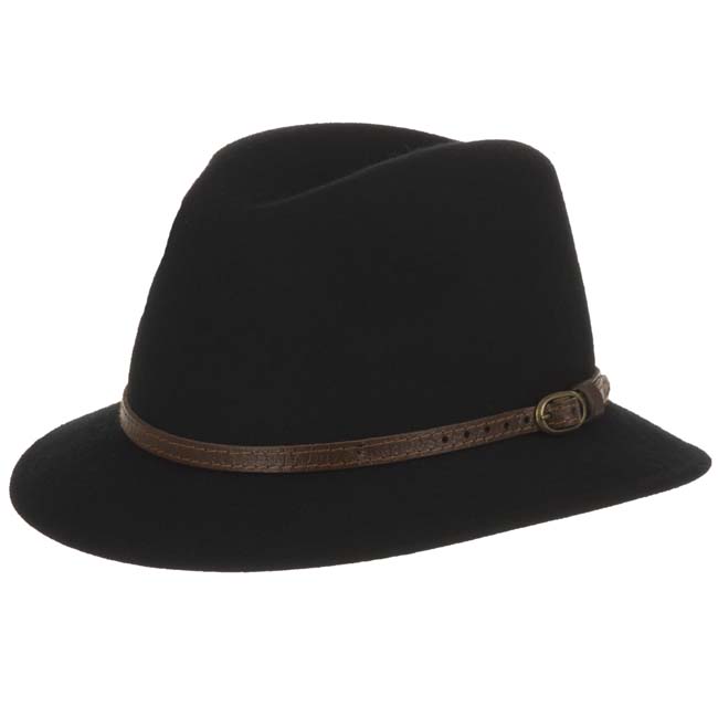 Sporty hat with small brim and leather band by HUTTER
