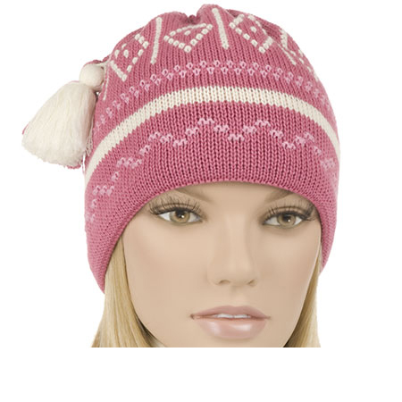 Beautiful knitted cap for women with pompom and lining